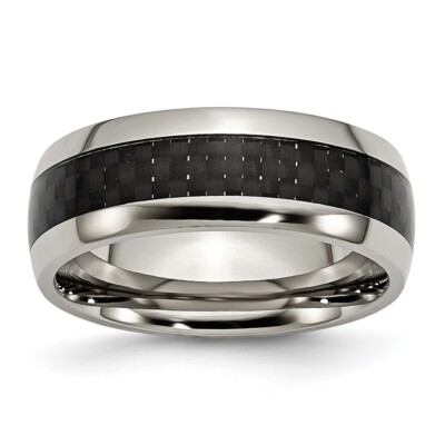 Chisel Titanium Polished with Black Carbon Fiber Inlay 8mm Band S:12
