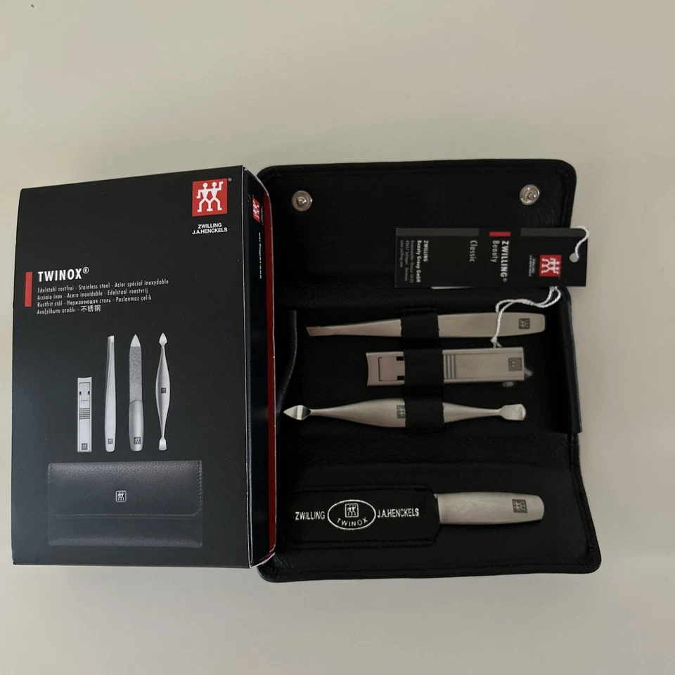 New Zwilling Twinox Manicure 4 Pieces Set Nail Clippers Tweezers Nail File - Image 2 of 4