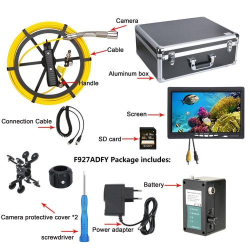 Videocamera ispezione tubi fognari monitor DVR 7" tubazioni endoscopio industriale - Foto 14 di 20