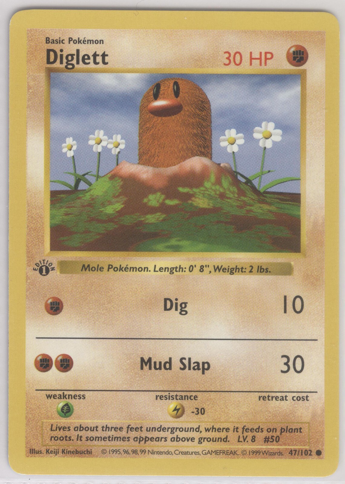 Pokemon Diglett 2 1st edition base set 47/102 Raw NM MT WOTC Rare Vintage 1999