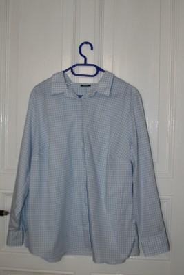 Damenbluse von Walbusch, Größe 48, hellblau-weiß, bügelfrei