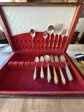 1847 Rogers Bros Orchid Blossom 1953 Community Silverplate Flatware with Case