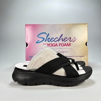 Skechers Summits Fantasy Walk Black Sporty Strappy Slide Sandals Women s Size 10