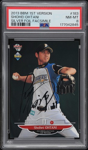 2013 BBM 1st Vers Shohei Ohtani SILVER FOIL FACS AUTO! #183 "Red Wings" PSA 8 RC
