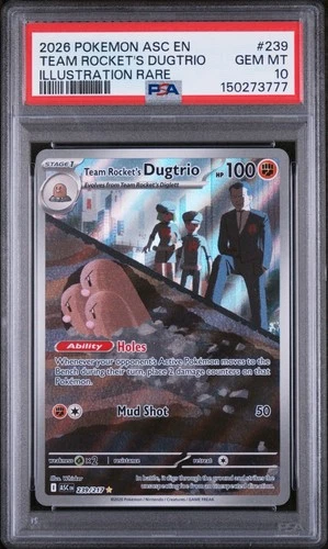 2026 POKEMON ASCENDED HEROES ILLUSTRATION RARE #239 TEAM ROCKET'S DUGTRIO PSA 10