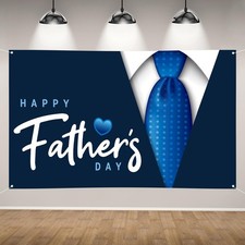 Happy Father s Day Backdrop First Fathers Day Flag Banner Blue Necktie Super Dad