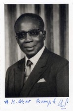POET & PRESIDENT OF SENEGAL Leopold Sedar Senghor autograph, signed vintage phot