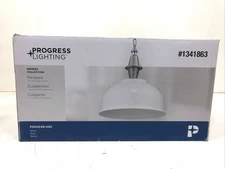Progress Lighting Impress 16 in. 1-Light Galvanized and White Pendant New