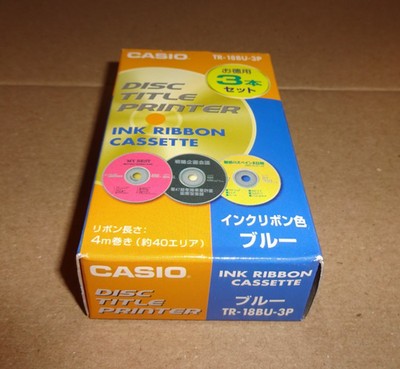 New Genuine Casio TR-18BU-3P Blue Ink Ribbon Cassette for CW Disc Title Printer