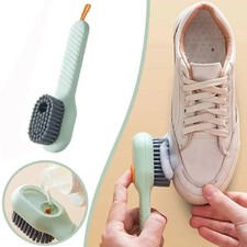 Shoe Cleaning Brush with Liquid Dispenser Long Handle Soft Bristles UK