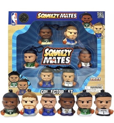 NBA Squeezy Mates 2025 6 Figure Collector Set - Keychains - New in