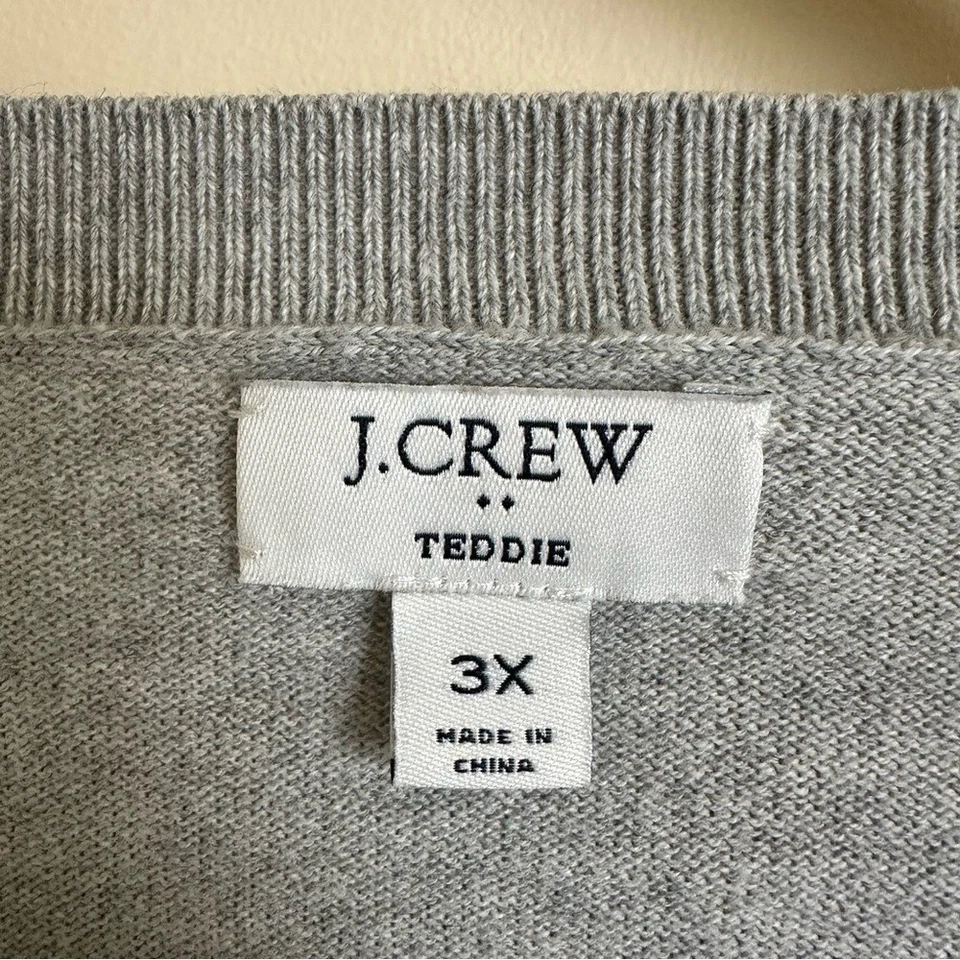 Suéter J Crew tamanho 3X cinza Boston Terrier cachorro Teddie gola redonda malha de algodão cinza - Imagem 3 de 4