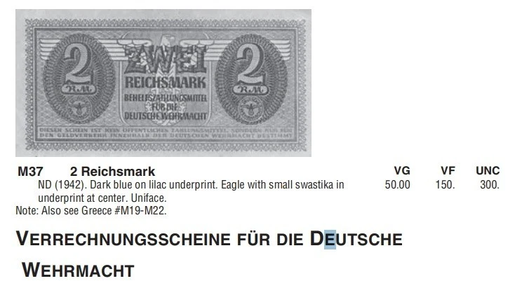 Alemania Tercer Reich Dos 2 Reichsmark 1942 Deutsche Wehrmacht M37 VF Foto 3 de 3