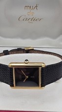 Must de Cartier Tank 18ct Gold on Silver Mid Size Vintage Watch in Cartier Box.