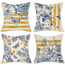 Floral Decorative Throw Pillow Covers 18 x 18 Set of 4