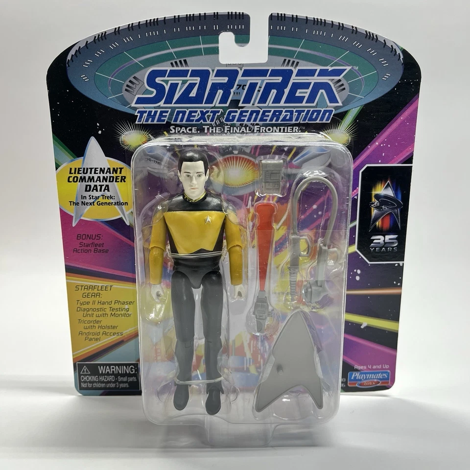 Juego de figuras de acción Playmates Star Trek Next Generation Picard Riker Data nuevo Foto 2 de 4
