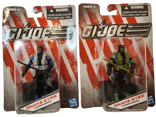 Gi Joe Lot Set of 2 Dollar General Exclusive SNAKE EYES Blue and Green Variants
