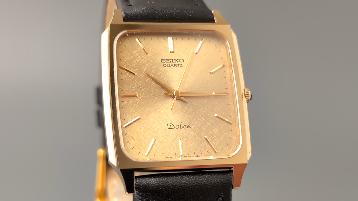 1983 SEIKO Dolce 7731-5110 Gold Dial Quartz Men's Watch Vintage