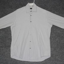 HUGO BOSS Men Striped Long Sleeve Button Down Dress Shirt Size 16 32/33