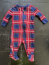 Jammies For Your Families Infant Red & Blue Plaid Footed Pajamas Size 0-3 Months