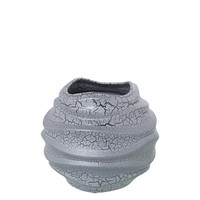 Tischvase Aus Keramik In Craquelé-Grau Und Silber, 26 X 23 Cm, Mund 14 X 14 Cm