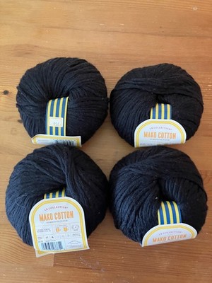 LION BRAND YARN MAKO COTTON Black clr Cotton/Nylon  Lot 4x1,3/4 oz=7 oz, 200 g
