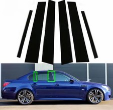 For BMW 5 SERIES E60 SALOON WINDOW DOOR B-PILLAR TRIM COVERS GLOSS BLACK SPORT