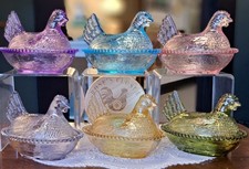 Set of 6 Hen On Nest, COMPLETE SET of Rose's Closet w/ Box, Small Indiana Style