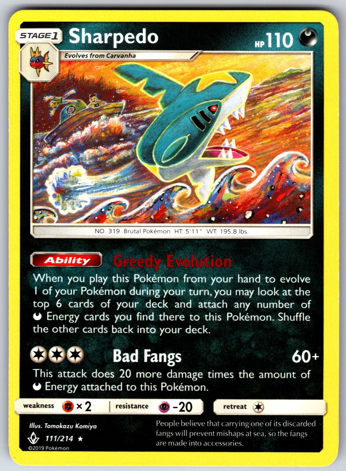 Sharpedo Rare SM - Unbroken Bonds 111/214 MP