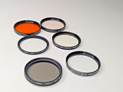 49mm Vivitar Set of 6: CPL, Cross ScreenUV, UV-Haze, Skylight 1B, Orange, Japan