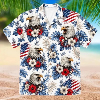 Mens Eagle USA 250th Anniversary Hawaiian Shirt #1