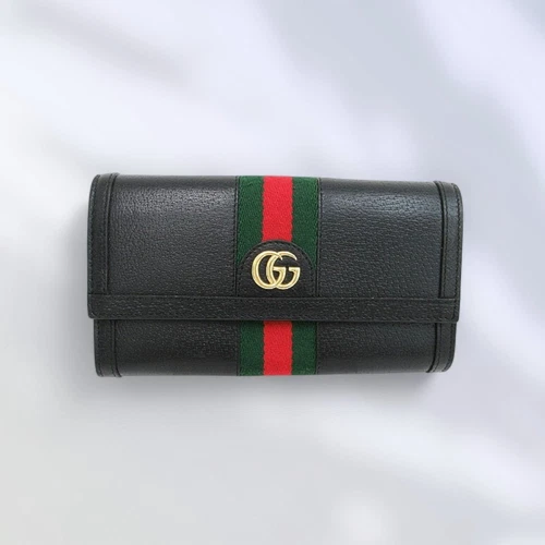 Portefeuille long Gucci GG Supreme en cuir noir 523153 occasion excellent état