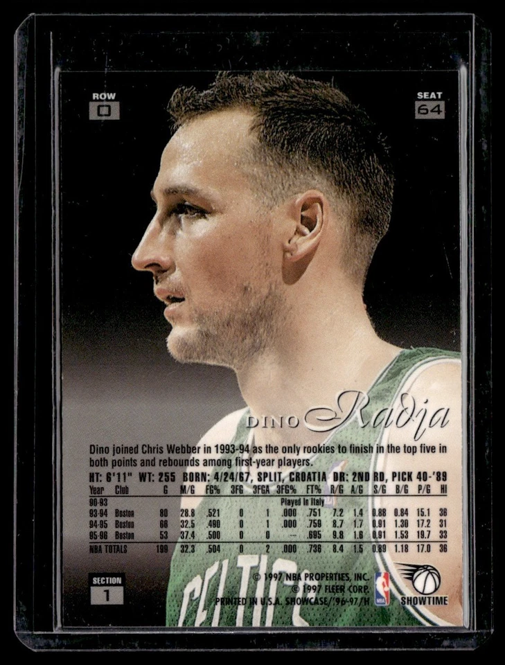 1996-97 Flair Showcase Row 0 Dino Radja #64 - Image 2 of 2