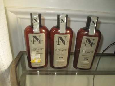 SOLO NOIR REFINED ''NEW'' lot of 3 2-in-1 buff +cleanse all natural mens skin care