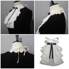 Renaissance Tulle Ruffled Faux Collar Layered Clown Victorian Neck Ruff Collar