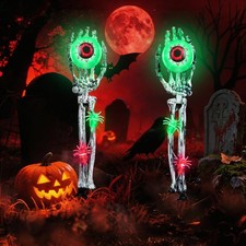 Halloween Decorations Outdoor, 2 Pack Skeleton Hands 2 Pack, Green