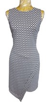 Size 12 Black And White Check Evening Dress Preloved Exellent Condition