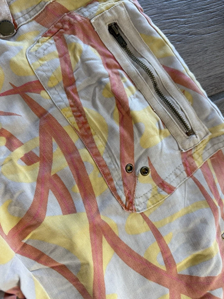 Da Nang шорты желтовато-коричневый хаки оранжевый желтый 100% шелк молнии размер XS грузовой камуфляж - Изображение 4 из 4