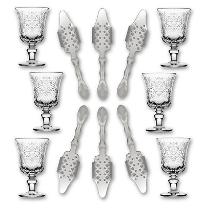 6x La Rochere Absinth Glas Amboise 260ml + 6x Absinth Löffel Bistro