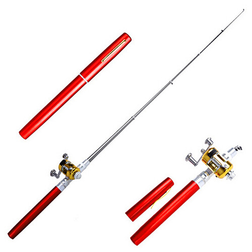 Mini Outdoor Pocket Fish Pen Shape Fishing Rod Aluminum Alloy Fishing Pole 6 - Picture 4 of 6