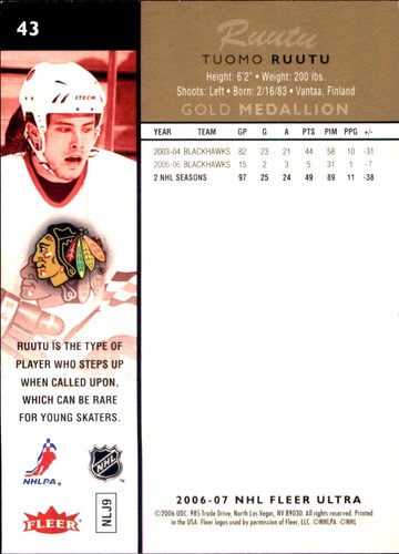 2006-07 Fleer Ultra NHL Hockey SPs RCs Inserts Stars VOUS CHOISISSEZ 🥅🏒 Upper Deck - Photo 104 sur 249
