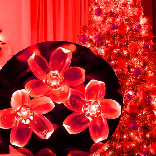 String Lights Red Room Decor Cherry Blossom Lfights Red Flower String Lights 100