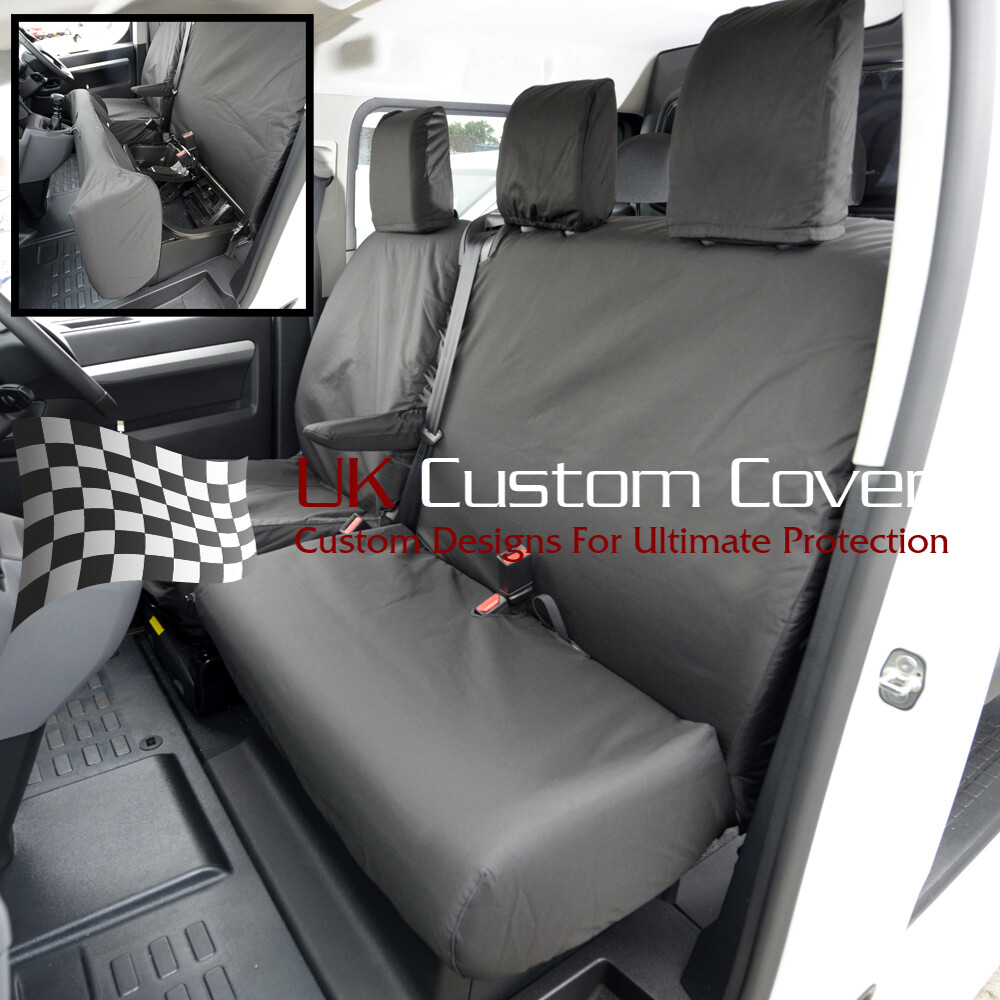 UK Custom Covers Front Seat Covers For Vauxhall Opel Vivaro 2021+ – Waterproof, Grey, Airbag Compatible