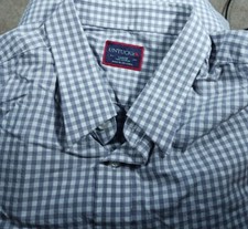 Untuckit Shirt Button Front Long Sleeve Grey White Check Men's Large