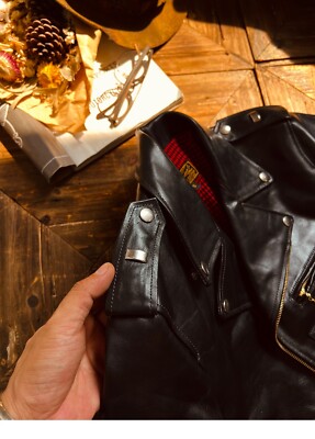 N*E様 本革 短丈 vintage real leather jacket a Classic Vintage Cowhide Slant Zip Men's Genuine Leather