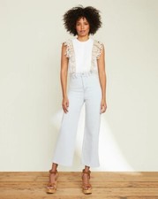 NWT Veronica Beard Grant Braided High Waist Wide Leg Jeans Size 32 Aspen 4D454