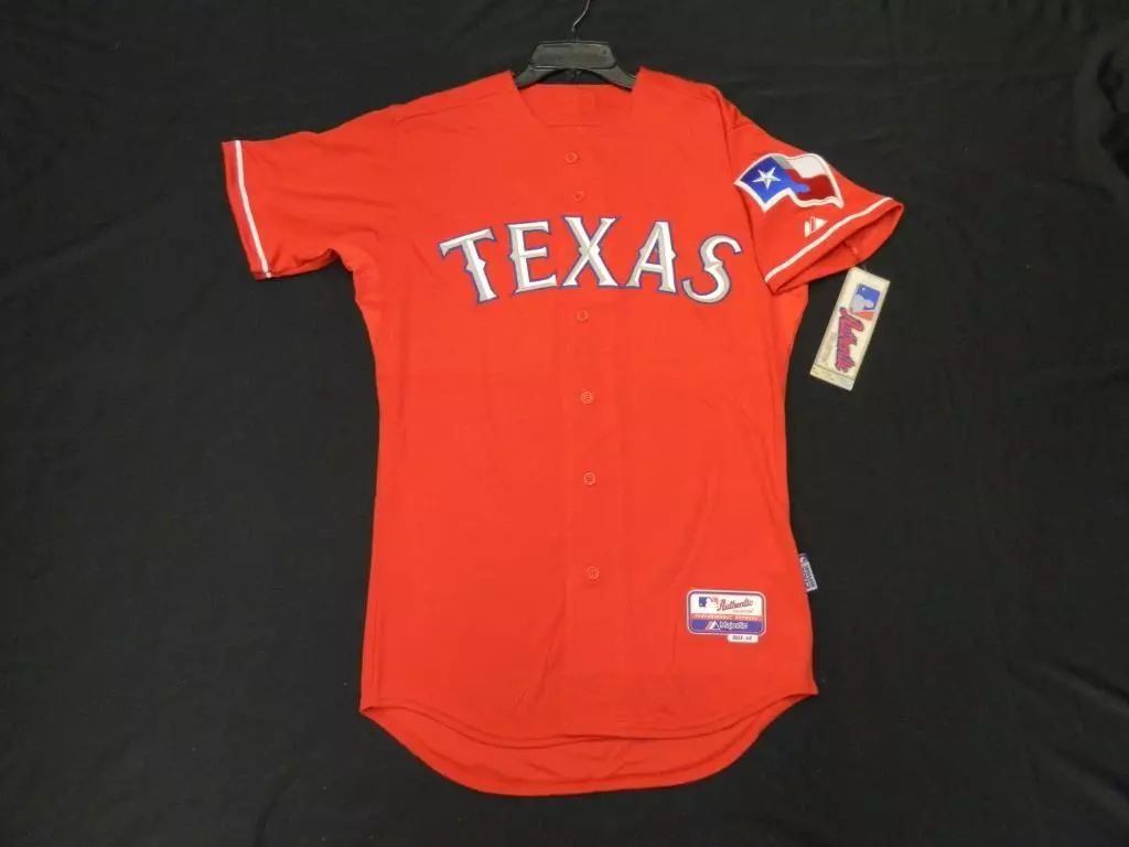 Majestic AUTHENTIC SIZE 56 3XL, TEXAS RANGERS, RED, COOL BASE, ON FIELD  JERSEY