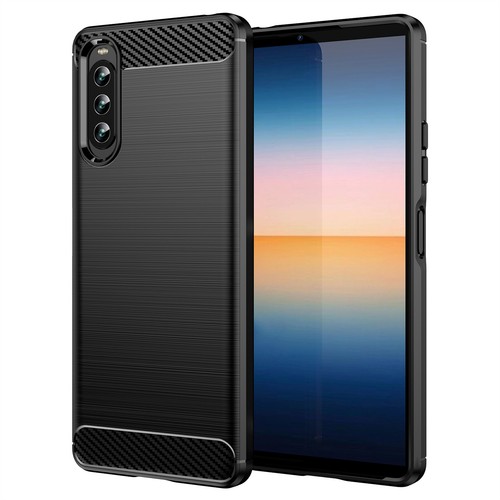 Coque Carbon + Verre Trempé 360° Pour Sony Xperia 10 VI - Noire - Protection Complète - Neuf