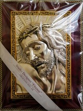 Quadro in argento con volto di gesu in rilevo