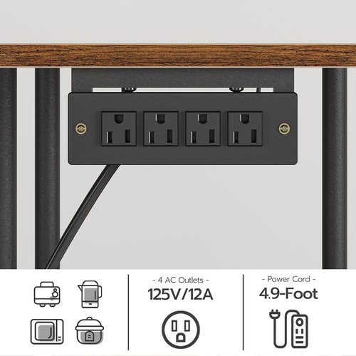 Bakers Rack with Power Outlet Microwave Stand Coffee Bar Kitchen Storage Shelf - Picture 4 of 9